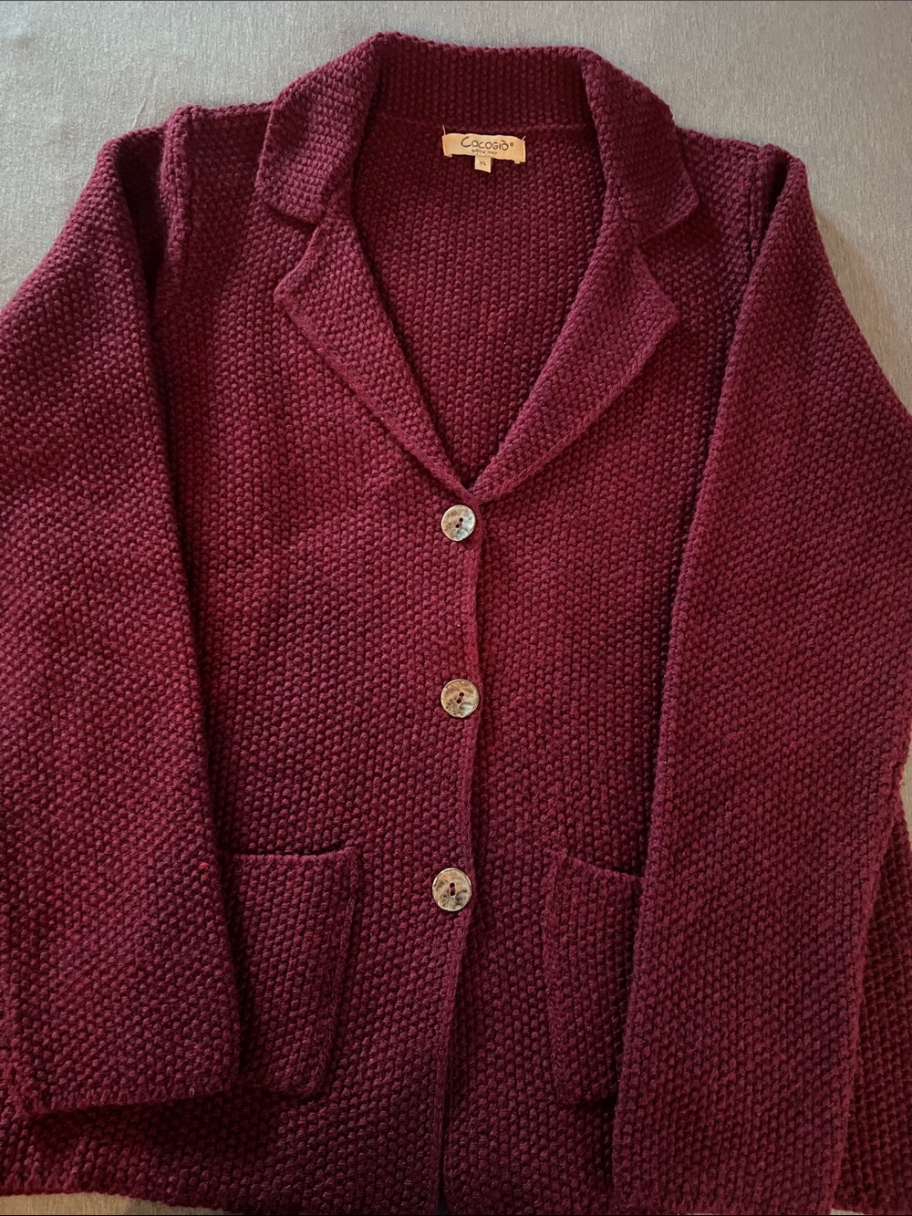 Cocoon Maroon Knit Button-Front Cardigan